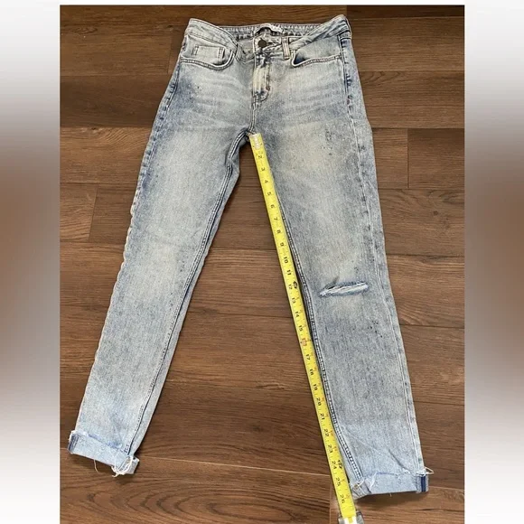 Zara Basic Jeans Women's Sz 4 Denim Z1975 Ankle Cuffed Mid Rise Straight Leg - Picture 11 of 16